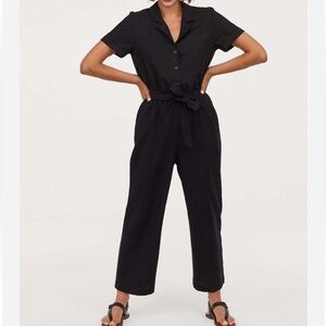 [US4]H&M Black Wide-Leg Jumpsuit with Tie Waist